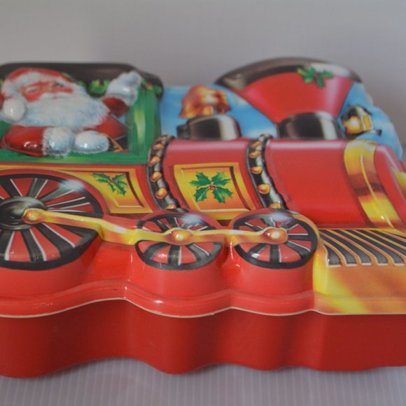 Vintage Ullman Plastic Christmas Santa Train Cookie Container Box 9” x 8” x 3.5” - Picture 2 of 8